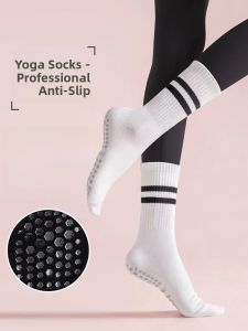 Thickened Yoga Socks Anti-Slip Fitness Sports Womens Running Rope Jumping Long Tube Floor Socks Absorbent Pilates Mat Socks