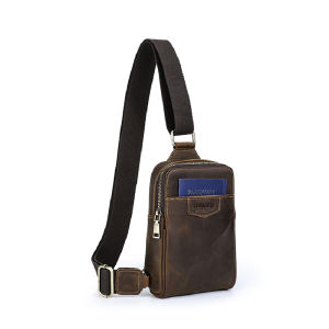 Genuine Leather Men Crossbody Bag Small Chest Bag Casual Travel Sling Shoulder Bag Mini Messenger Bag