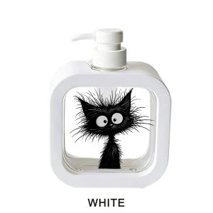 500ml Black Cat Print Refillable Soap Dispenser Transparent Pump Hand Lotion Bottle Cute Shower Gel Laundry Liquid Storage Bottl