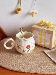 Hand-Painted Flower Ceramic Mugs Breakfast Milk Cups Womens Birthday Gifts High-Aesthetic Value Souvenir Cups Gift Boxes