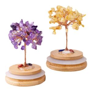 Handcrafted Crystal Wealth Tree Decoration Elegant Home Office Desktop Ornament Creative Natural Gift Modern Simplicity Style