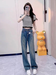 เสื้อยืดคอกลมแขนสั้นทรงสลิมฟิตสไตล์เกาหลีสำหรับผู้หญิงในช่วงฤดูร้อน เสื้อเชิ้ตทรงเข้ารูปลายทางสีบล็อกสำหรับผู้หญิง