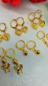 COD Anting Drop Hoop Grosir Fashion Wanita Dewasa Bohemian Metal Heart Love Gypsi Etnik Titanium Berlapis Emas 18K Gold Terbaru Import Korea Perhiasan Aksesoris