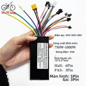 Bộ Điều Khiển Xe Đạp Điện 750W-1000W 24V 36V 48V Sóng Sin 35A Cho Giao Thức UART No.2 Tương Thích Với S866 TF-100 SW900 Cho Xe Điện