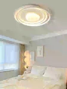 Đèn LED ốp trần phong cách Bắc Âu tối giản màu trắng tròn trang trí phòng ngủ phòng khách