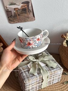 Vintage Floral Ceramic Coffee Cup Set Birthday Gift