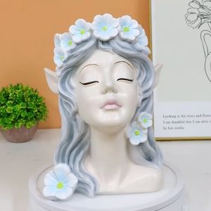 【Prime deal】 European Home Decor Flower Fairy Girl Vase Living Room Porch Resin Decoration