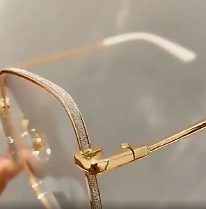 GS Shining Frame Anti Radiation Reading Glass for Women Blue Light Blocking Gold Color Metal Square Replace Lens Korean Style Fashion Eyeglass for Lady with Grade Tik Tok Spectacles Original B259