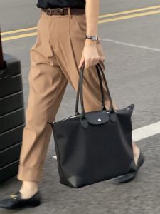 Cenge Nylon Leather Patchwork Large Capacity Computer Bag Single Shoulder Tote Handbag Commuter Bag Womens Travel Bag