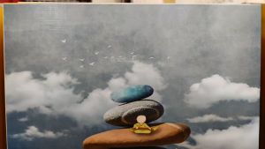Himalaya Painting 20cmx30cm Lucky Stone Design Frameless Waterproof Sintraboard Decorative Wall No Light