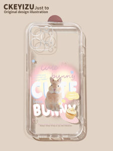 Ultra-Thin Silicone Phone Case for Apple 12 13 Mini 14 Pro Max 15 Full Cover Anti-Fall Cute Rabbit Design Compatible with XR XS Max