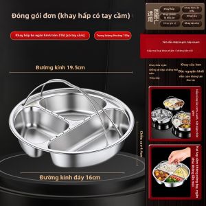 RONGCHUAN | Khay Hấp 4 Ngăn Inox 316L cho Nồi Cơm Điện 4 Ngăn