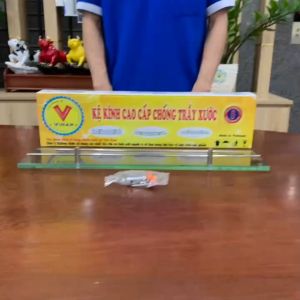 Kệ kính thẳng 10 ly có 2 lan can VINA KK 235C size 10x12x50cm
