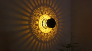 Chicmine 4Pcs Outdoor Decorative Mosaic Disk Fence Wall Solar-Powered Projector Garden Colored Projection Shadow Lamp IP65 Waterproof Nighttime Patio Glow Ambient Creative Hollow Iron