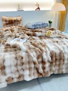 Air conditioner covered with plush blanket rabbit plush blanket thickened coral velvet sofa blanke