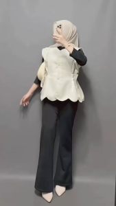 Zavora 4 In One Set Korean Style ( Vest - Manset - Bella Square - Cutbray ) Cherish Vest Wanita Kekinian - SET AB419