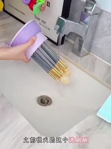 Makeup Brush Cleaner Bowl All-in-One Wash Dry & Storage Rack Gentle Non-Damage Cleaning Tool for Brushes Sponges & Blenders