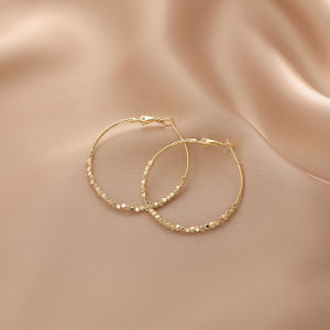 Elegant Simple Metal Hoop Earrings for Women Floral Particle round Circle Fashion Jewelry Ear Cuff Minimalist Style Alloy