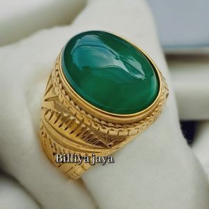 CINCIN BATU AKIK HIJAU GARUT RING TITANIUM