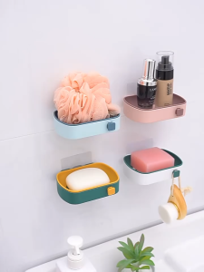 HOVELSHOP Holder Tempat Penyimpanan Sabun Batang Kamar Mandi Rak Gantungan Organizer Tempel Dinding