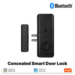 MOES | MOES Bluetooth Smart Door Lock Concealed Invisible Type IC Access Card Tuya APP Remote Unlock Electronic For Wooden Glass Door
