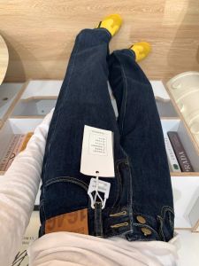 Deep Blue Straight Leg High Waist Wide Leg Jeans Womens Spring Autumn American Retro Design Double Buckle Slim Fit Jeans