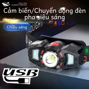 Cá Mập Cười TD0178 Đèn Pha Sạc Với XPE Cảm Biến Chuyển Động 6 Chế Độ Chống Thấm Nước Cho Cắm Trại Đi Bộ Đường Dài Câu Cá Ban Đêm