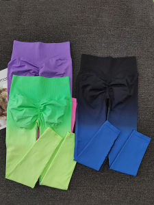 กางเกงโยคะทรงเข้ารูปเอวสูงสำหรับผู้หญิง กางเกงออกกำลังกายเทรนเนอร์กระชับสัดส่วนระบายอากาศได้ดี กางเกงขายาวทรงเก้าส่วน ผ้าไนลอน ระบายความชื้นได้เร็ว