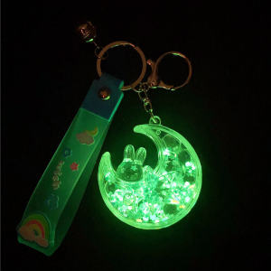 Dạ Quang Đêm Dầu Trăng Sao Thỏ Móc Khóa Cặp Đôi Series Ba Lô Trang Trí Màu Cát Chai Dropshipping Bán Buôn Có Thể Tùy Chỉnh