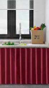 Kitchen Curtain Langsir Kabinet Dapur Velcro Type Curtain Cabinet Plain Langsir Sinki Dapur - EP