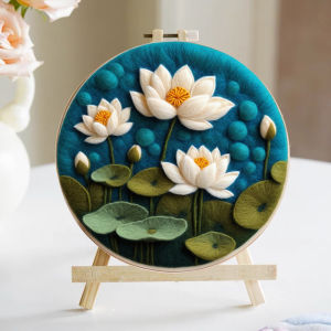 Handmade Birthday Gift Material Kit Wool Felt Stamping Decorative Hanging Ornament Simple Style round Shape Scenic Pattern