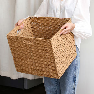 Japanese Imitation Rattan and Straw Storage Basket