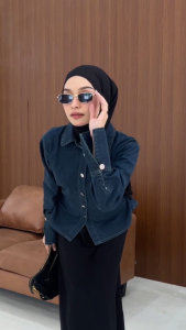 AR - JULEA BLOUSE FITTED TALI BELAKANG ATASAN DENIM PREMIUM