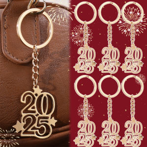🔥ร้อน🔥พวงกุญแจจี้รูปตัวเลข2025สำหรับปีใหม่จำนวน2ชิ้นพวงกุญแจรูปดาวแบบกลวงแบบมีลายตัวเลขรูปดาวพวงกุญแจรถตกแต่งพวงกุญแจห้อยกระเป๋า