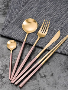 ชุดตะเกียบและช้อนสเตนเลสสแตนเลสสไตล์ยุโรปเหนือ ช้อนตัก ชุดอาหารตะวันตก ช้อนตัก ชุดสามชิ้น ชุดอาหารกลางวัน ชุดเครื่องมือกิน