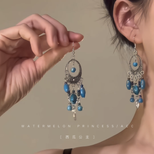 Yinghu Muse New Chinese Style Ethnic Womens Ancient Fashioned Earrings High-End Feeling Matched with Cheongsam Hanfu Ear Jewelry