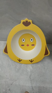 Turtle Cartoon Kids Bowl Bamboo Fiber Anti-slip Wide Edge Plant Printing Baby Feeding Tableware