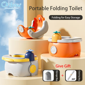 Orzbow คุณภาพสูงกระโถนเด็กการฝึกใช้สุขาพับได้กระบอกฉี่แบบพกพาเอบีเอสพร้อมถุงไม่เต็มเต็งสำหรับเด็กวัยหัดเดิน