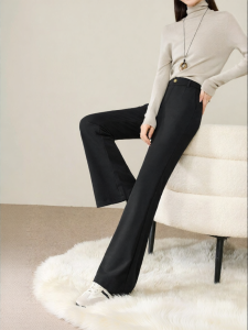 ESE·Y | Womens Winter Thickened Quilted Trousers Removable Down Slim High Waist Warm Casual Flared Pants