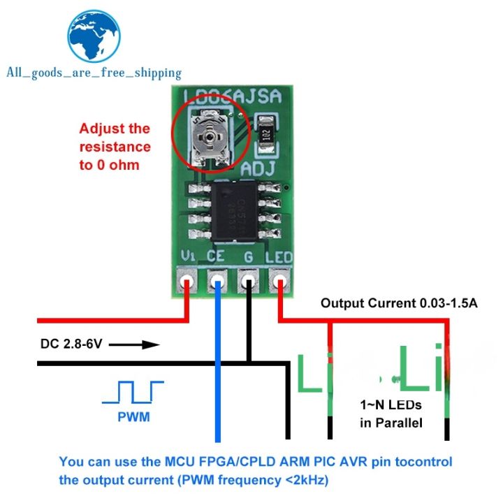 TZT 30-1500MA Adjustable Constant Current LED Driver DC 3.3V 3.7V 4.2V ...