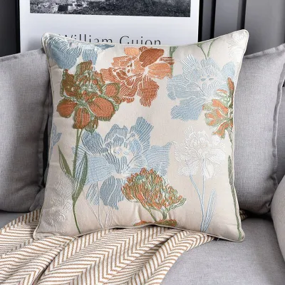 SANYUEXI | Embroidered Cotton and Linen Cushion Cover 50x50cm