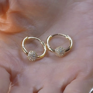 1 đôi bông tai quả cầu kim cương Khuyên tai tròn thanh lịch