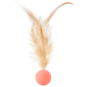 Interactive Cat Toy Ball with Feathers Bouncing Silent Elastic Ball Anti-Bite Boredom Relief Feather Cat Toy Ball for Kittens