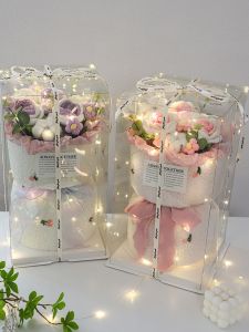 ดอกทานตะวันถักนิตติ้งสีเหลือง สไตล์ชาติพันธุ์ ส่งของขวัญวันเกิดเพื่อนผู้หญิง วันครู ดอกไม้เทียมทำจากเส้นด้าย กลุ่มดอกไม้สด