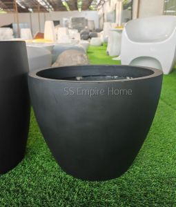 REX FP41 Fiberglass Black Flower Pot Pasu Bunga Tempayan Garden Taman Plant Pokok Modern Landscape Outdoor Indoor