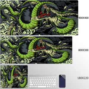 Bandai | XXL Black and White Dragon Anime Mouse Pad Large Keyboard Lockrand Desktop Game Mat Rubber Non-slip Carpet Convenient Washable
