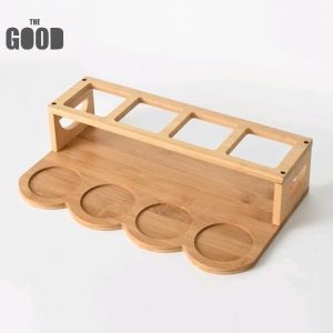 【Buy 1 Take 1】Bamboo Wood Shelf Round Square Wooden Oil Bottle Rack Oil Bottle Seasoning Can Storage Rack Condiments Bottle Organizer Set Condiments Rack Rewvvi