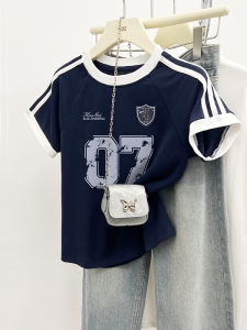 Navy Blue Regular Shoulder Short Sleeve T-Shirt