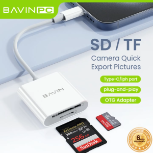 BAVIN O34/O38 2in1 OTG Card Reader Adapter for TF & Micro SD Cards Supports Data Transfer for Laptop