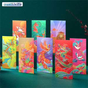 JustLiving 6ชิ้น/เซ็ตตรุษจีน 2024 เทศกาล ซองจดหมายสีแดง Zodiac Hong Bao ซองจดหมายสีแดง ถุงซานตา ถุงซานตา ประเภท: ซองจดหมายสีแดง